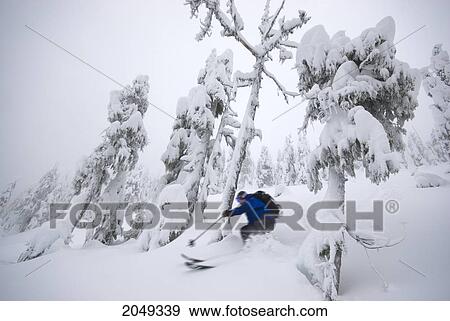 Stock Photo - Skier In The Cascade Mountains, British Columbia. Fotosearch