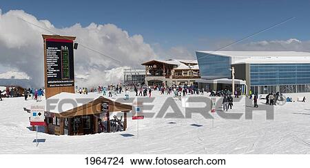 Skiers At A Ski Resort; Whistler British Columbia Canada View Large Photo Image Picture - Skiers At A Ski Resort; Whistler British Columbia Canada. Fotosearch