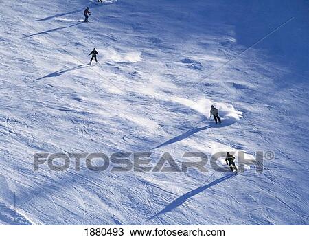Skiing In Les Arcs, High Angle View View Large Photo Image Stock Image - Skiing In Les Arcs, High Angle View. Fotosearch