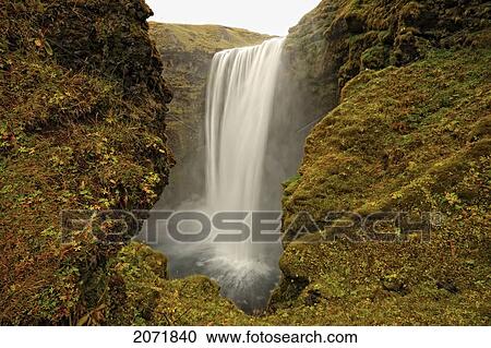 Skogafoss Waterfall, South Iceland View Large Photo Image Stock Image - Skogafoss Waterfall, South Iceland. Fotosearch