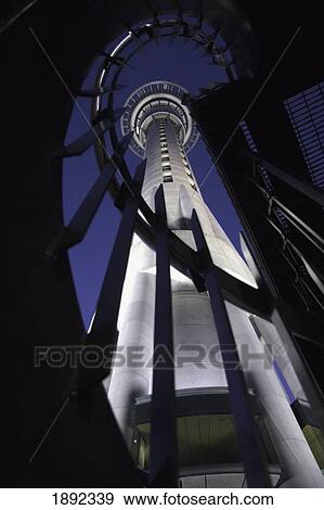 Sky Tower Viewed From Inside Metal Spiral Stairwell View Large Photo Image Stock Photo - Sky Tower Viewed From Inside Metal Spiral Stairwell. Fotosearch