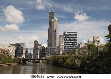 Skyline, Chicago, Illinois, Usa View Large Photo Image Stock Image - Skyline, Chicago, Illinois, Usa. Fotosearch