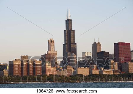 Skyline Of Chicago, Illinois, Usa View Large Photo Image Stock Photograph - Skyline Of Chicago, Illinois, Usa. Fotosearch