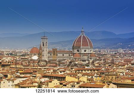 Skyline of Florence, Italy showing the dome of the Cathedral of Santa Maria del Fiore; Florence, Italy View Large Photo Image Picture - Skyline of Florence, Italy showing the dome of the Cathedral of Santa Maria del Fiore; Florence, Italy. Fotosearch