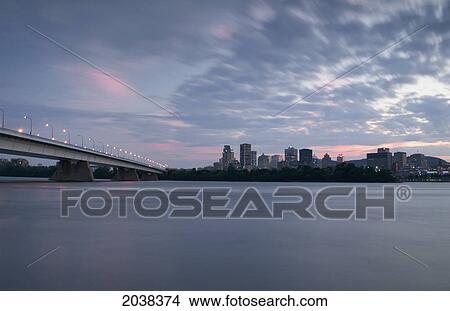 Skyline Of Montreal At Dusk; Montreal Quebec Canada View Large Photo Image Picture - Skyline Of Montreal At Dusk; Montreal Quebec Canada. Fotosearch