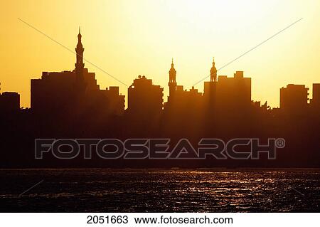 Stock Image - Skyline Of The Ottoman District And Eastern Harbour At Sunset, Alexandria, Al Iskandar. Fotosearch