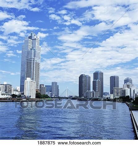 Skyscrapers Along The Sumidagawa River View Large Photo Image Stock Photography - Skyscrapers Along The Sumidagawa River. Fotosearch