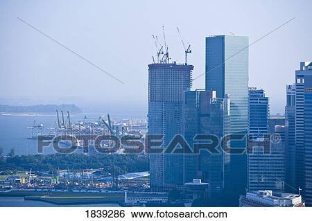 Skyscrapers And Harbour; Singapore, Singapore City, Asia View Large Photo Image Stock Photograph - Skyscrapers And Harbour; Singapore, Singapore City, Asia. Fotosearch