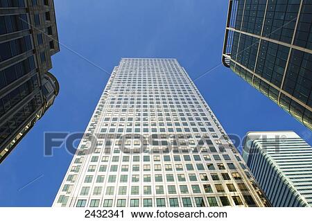 Stock Image - Skyscrapers in Canary Wharf; London, England. Fotosearch
