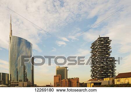 Skyscrapers in the business district and luxury residential building; Milan, Lombardy, Italy View Large Photo Image Stock Image - Skyscrapers in the business district and luxury residential building; Milan, Lombardy, Italy. Fotosearch