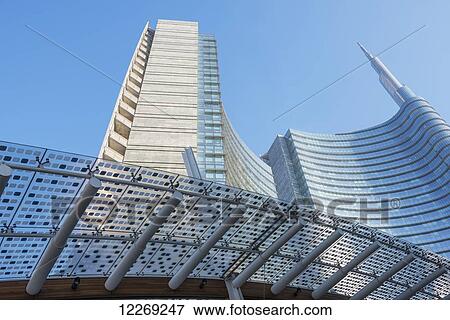 Skyscrapers in the financial district; Milan, Lombardy, Italy View Large Photo Image Stock Photo - Skyscrapers in the financial district; Milan, Lombardy, Italy. Fotosearch