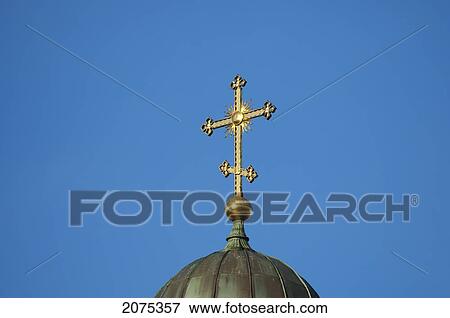 Slavonic Cross Atop The Orthodox Church Of The Holy Spirit, Vilnius, Lithuania View Large Photo Image Stock Photo - Slavonic Cross Atop The Orthodox Church Of The Holy Spirit, Vilnius, Lithuania. Fotosearch