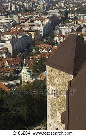 Picture - Slovenia, Castle Viewing Tower; Ljubljana. Fotosearch