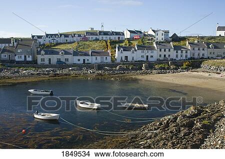 Picture - Small Boats In The Water Near Houses. Fotosearch