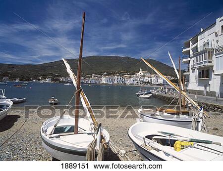 Small Boats On Beach In Cadaques Town View Large Photo Image Stock Image - Small Boats On Beach In Cadaques Town. Fotosearch