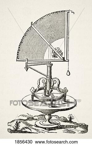 Stock Image - Small Quadrant Or Quarter Of A Circle After Copper Engraving In Book Tychonis Brahe Astronomiae Instauratae Mechanica Of 1602. From Science And Literature In The Middle Ages By Paul Lacroix Published London 1878. Fotosearch