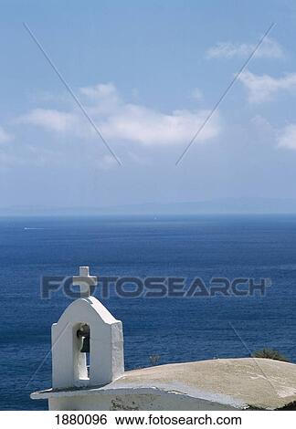 Stock Photograph - Small Whitewashed Church By Coast, High Angle View. Fotosearch