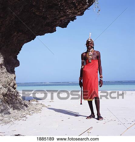 Smiling Samburu Man Standing On Beach View Large Photo Image Stock Photo - Smiling Samburu Man Standing On Beach. Fotosearch