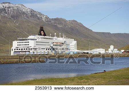 Smiryl Line Ferry To Denmark; Seydisfjordur, Eastfjords Of Iceland, Iceland View Large Photo Image Stock Image - Smiryl Line Ferry To Denmark; Seydisfjordur, Eastfjords Of Iceland, Iceland. Fotosearch