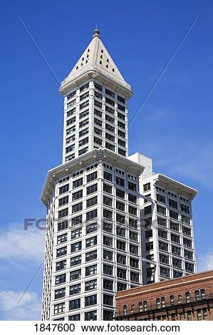 Stock Image - Smith Tower In Pioneer Square; Seattle, Washington State, Usa. Fotosearch