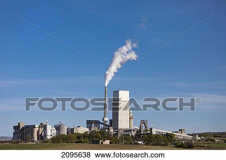 Stock Photo - Smoke Stack And Factory; Barns Ness Scottish Borders Scotland. Fotosearch