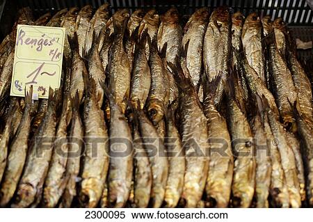 Stock Photography - Smoked fish in the central market, Riga, Latvia.. Fotosearch