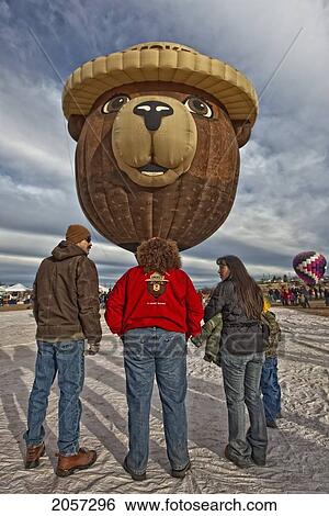 Smokey The Bear Hot Air Balloon With People Standing Around It, New Mexico. View Large Photo Image Stock Photograph - Smokey The Bear Hot Air Balloon With People Standing Around It, New Mexico.. Fotosearch