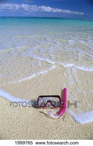 Snorkel And Mask, Clear Shore Water, White Sand, Turquoise Ocean, Blue Sky C1692 View Large Photo Image Stock Photography - Snorkel And Mask, Clear Shore Water, White Sand, Turquoise Ocean, Blue Sky C1692. Fotosearch