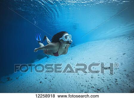 Stock Photo - Snorkelling off a remote island; Marshall Islands. Fotosearch