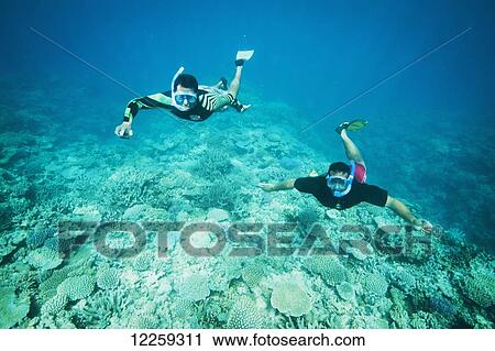 Stock Image - Snorkelling; Vavau, Tonga. Fotosearch