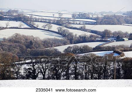 Snow Covered Fields; North Devon, England, Uk View Large Photo Image Stock Image - Snow Covered Fields; North Devon, England, Uk. Fotosearch