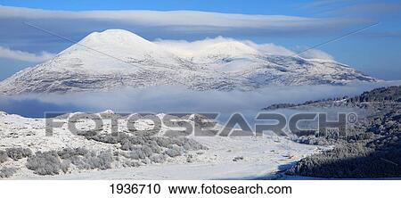Stock Image - Snow Covered Landscape In Winter Near Killarney; County Kerry Ireland. Fotosearch