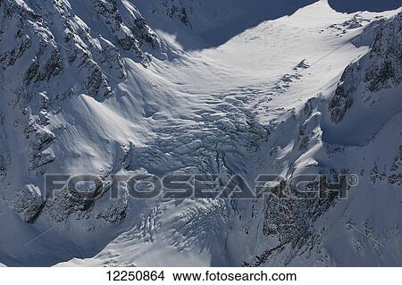 Picture - Snow covered mountain surface; New Zealand. Fotosearch