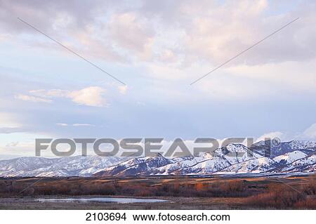 Picture - Snow Covered Mountains In Yellowstone National Park; Wyoming United States Of America. Fotosearch