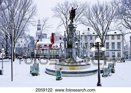 Snow-Covered Park On Place D'armes, Quebec City, Quebec View Large Photo Image Stock Image - Snow-Covered Park On Place D'armes, Quebec City, Quebec. Fotosearch