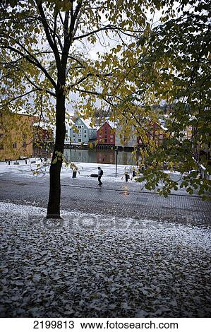 Snow covered warehouses along the river Nidelva; Trondheim, Norway View Large Photo Image Stock Image - Snow covered warehouses along the river Nidelva; Trondheim, Norway. Fotosearch