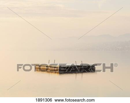 Snow Dusted Pontoon In Lake Zurich At Dawn View Large Photo Image Stock Photograph - Snow Dusted Pontoon In Lake Zurich At Dawn. Fotosearch