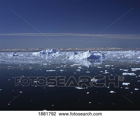 Stock Image - Snow Landscape With Icebergs. Fotosearch