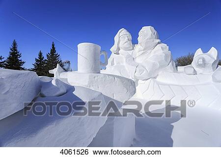 Snow sculptures at Festival du Voyageur; Winnipeg, Manitoba, Canada View Large Photo Image Stock Photograph - Snow sculptures at Festival du Voyageur; Winnipeg, Manitoba, Canada. Fotosearch