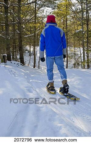 Stock Photograph - Snowshoeing Near Sparrow Lake, Muskoka, Ontario. Fotosearch