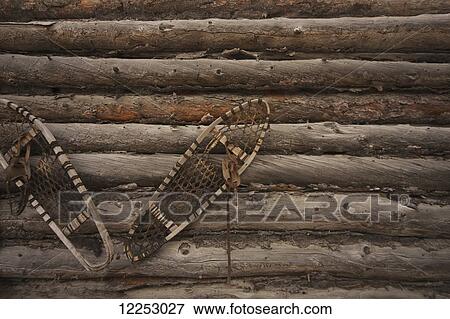 Snowshoes on old log house; Yellowknife, Northwest Territories, Canada View Large Photo Image Stock Photo - Snowshoes on old log house; Yellowknife, Northwest Territories, Canada. Fotosearch