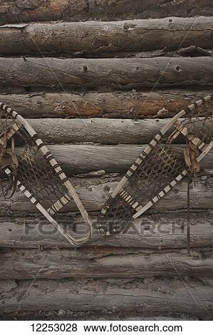 Snowshoes on old log house; Yellowknife, Northwest Territories, Canada View Large Photo Image Stock Photo - Snowshoes on old log house; Yellowknife, Northwest Territories, Canada. Fotosearch