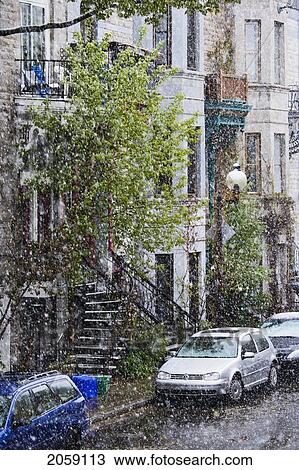 Snowstorm, Avenue Henri-Julien, Montreal, Quebec View Large Photo Image Stock Image - Snowstorm, Avenue Henri-Julien, Montreal, Quebec. Fotosearch