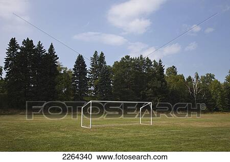 Stock Image - Soccer net in field; thunder bay ontario canada. Fotosearch