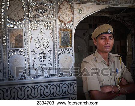 Soldier By Ornate Maiolic Wall; Jaipur, Rajasthan, India View Large Photo Image Stock Image - Soldier By Ornate Maiolic Wall; Jaipur, Rajasthan, India. Fotosearch