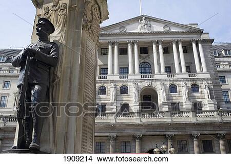 Picture - Soldier Statue Of World War One Memorial In Front Of Bank Of England Building, London, England. Fotosearch