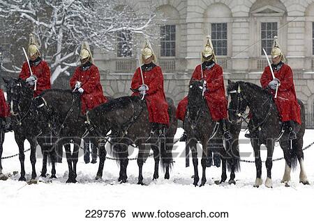 Soldiers Of The Life Guards At Horse Guard's Parade In A Snow Storm, London, Uk View Large Photo Image Stock Photograph - Soldiers Of The Life Guards At Horse Guard's Parade In A Snow Storm, London, Uk. Fotosearch