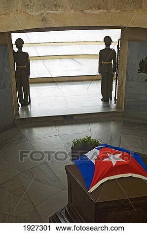 Stock Image - Soldiers On Guard At The Mausoleum Of Jose Marti, Cementerio Santa Ifigenia, Santiago De Cuba, Cuba. Fotosearch
