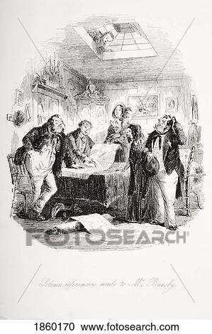 Stock Image - Solemn Reference Is Made To Mr Bunsby Illustration From The Charles Dickens Novel Dombey And Son By H. K. Browne Known As Phiz. Fotosearch