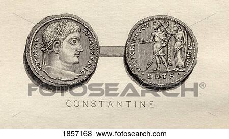 Stock Photo - Solidus Coin From The Time Of Constantine I, Flavius Valerius Constantinus A. D. 285 - 337. Roman Emperor.. Fotosearch